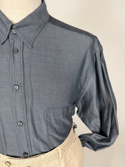 Camicia Armani Collezioni twill blu - L/XL collo 44