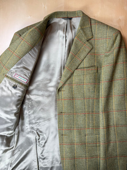 Giacca De Paz tweed verde cachi finestrato - tg. 52