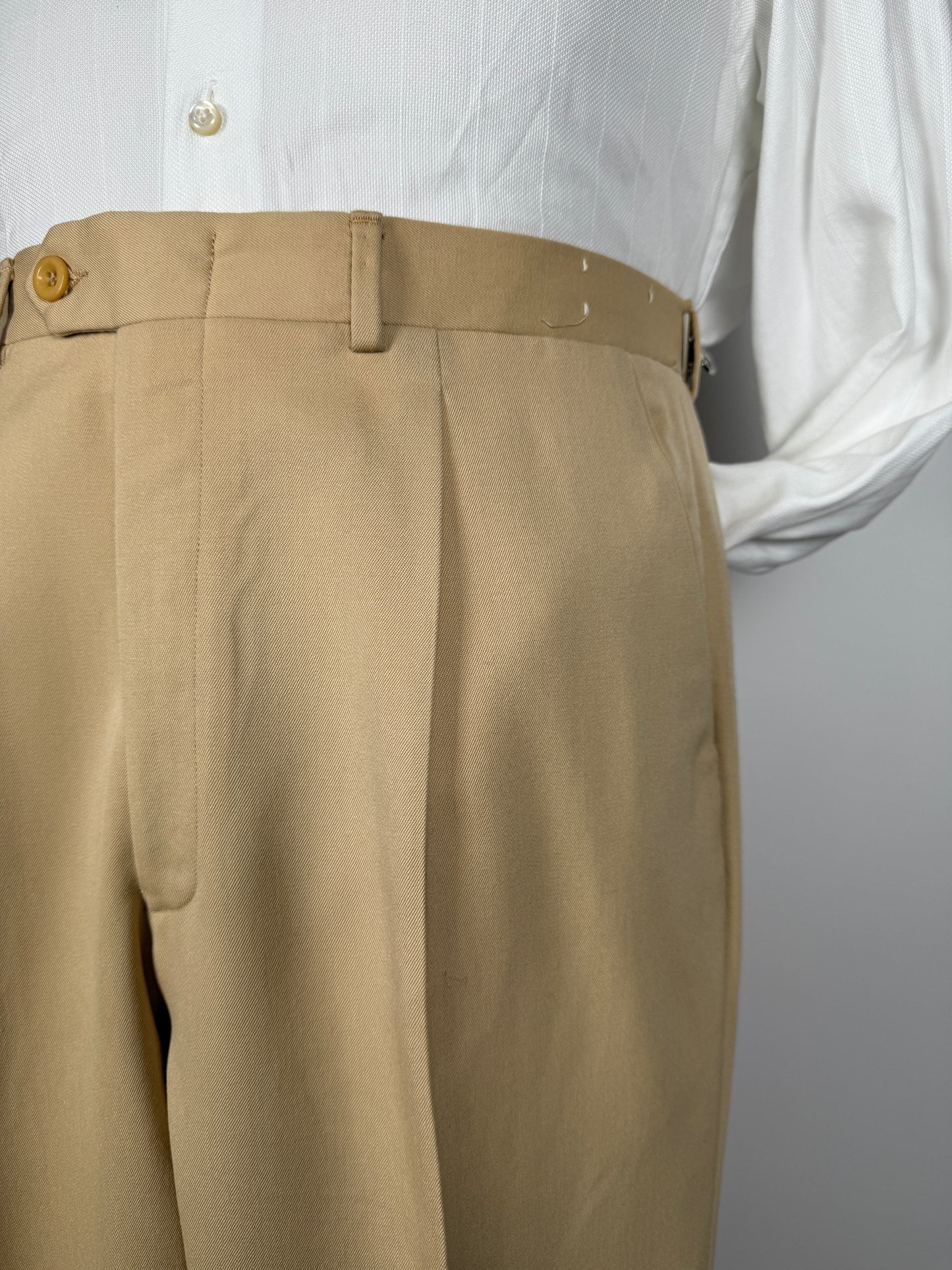 Pantaloni anni ‘70/'80 in twill di lana beige (NOS) - tg. 50