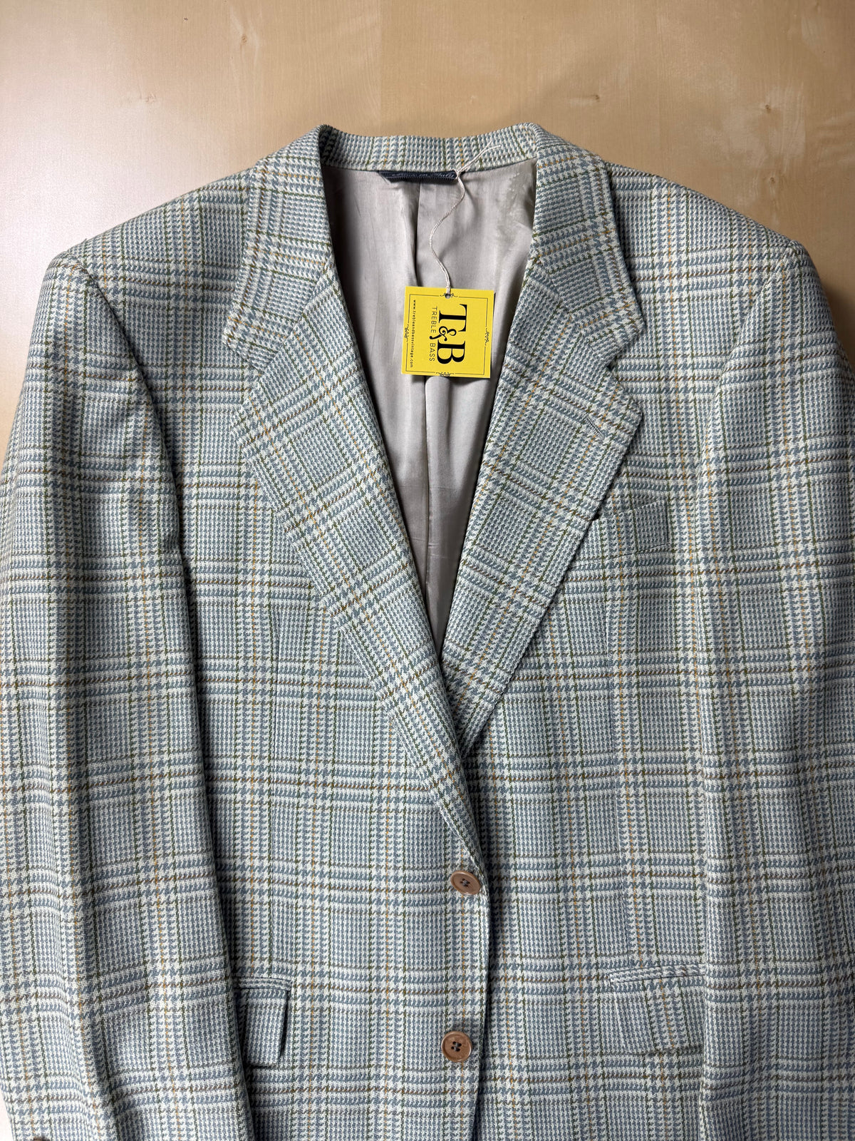 Giacca anni '80 principe Galles verde salvia lana e cashmere - tg. 48
