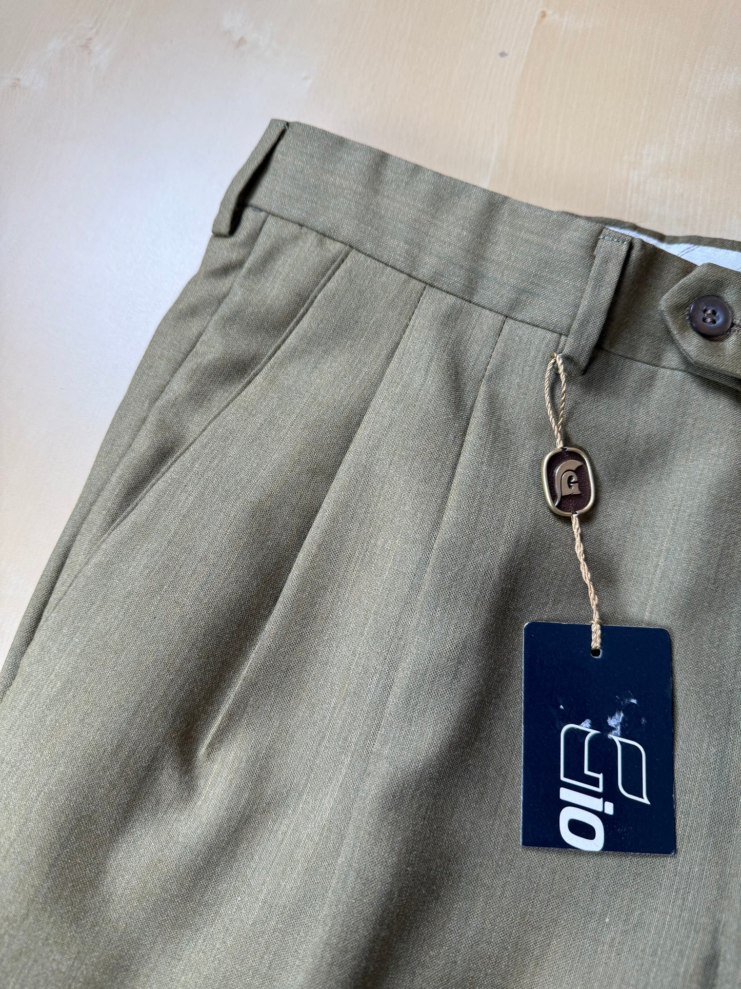 Pantaloni fresco lana verde oliva anni '80 (NOS) - tg. 50
