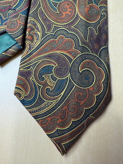 Cravatta paisley cachi e verde