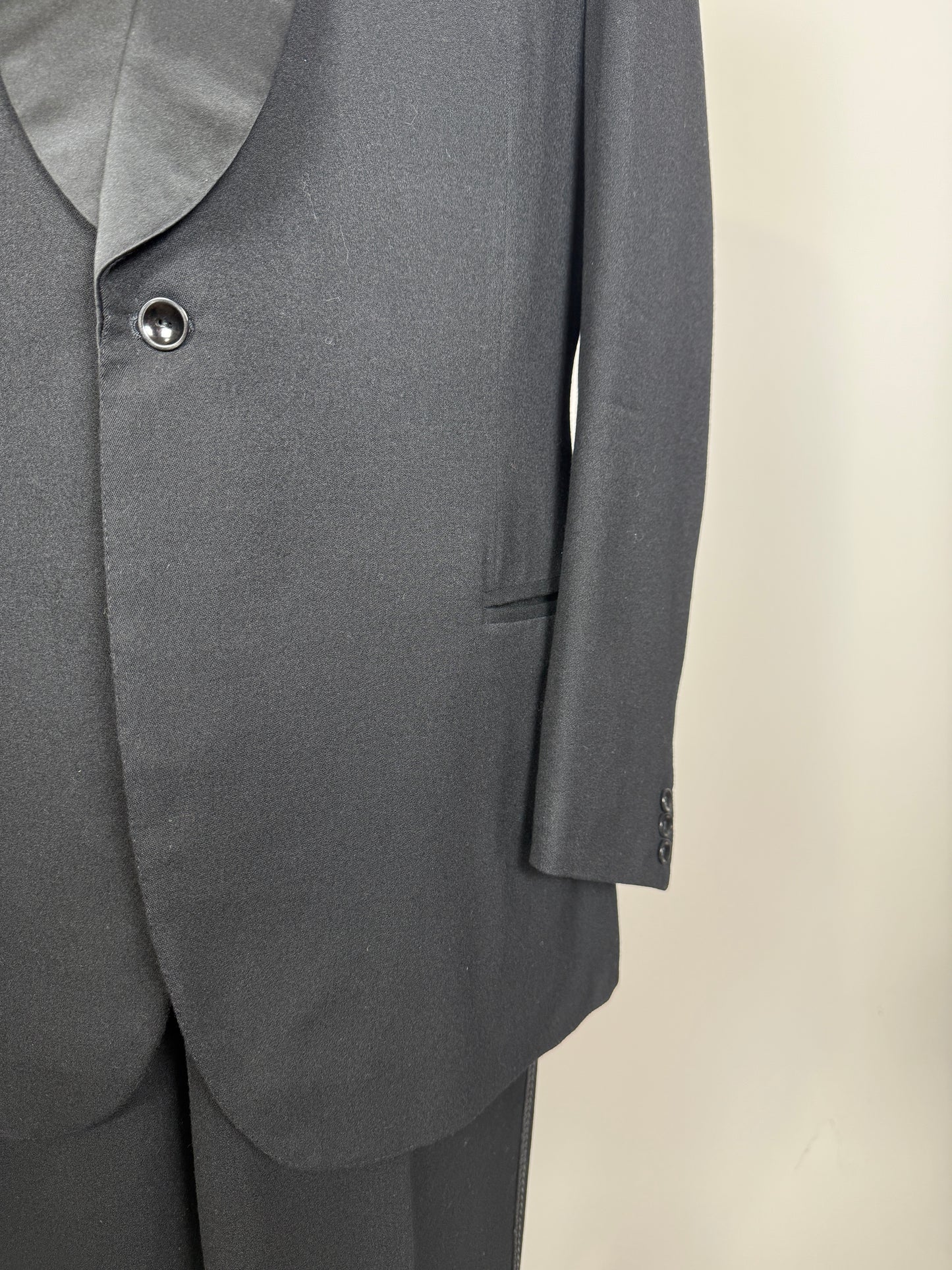 Smoking anni ‘60/‘70 monopetto revers a scialle - tg. 54/56 lunga