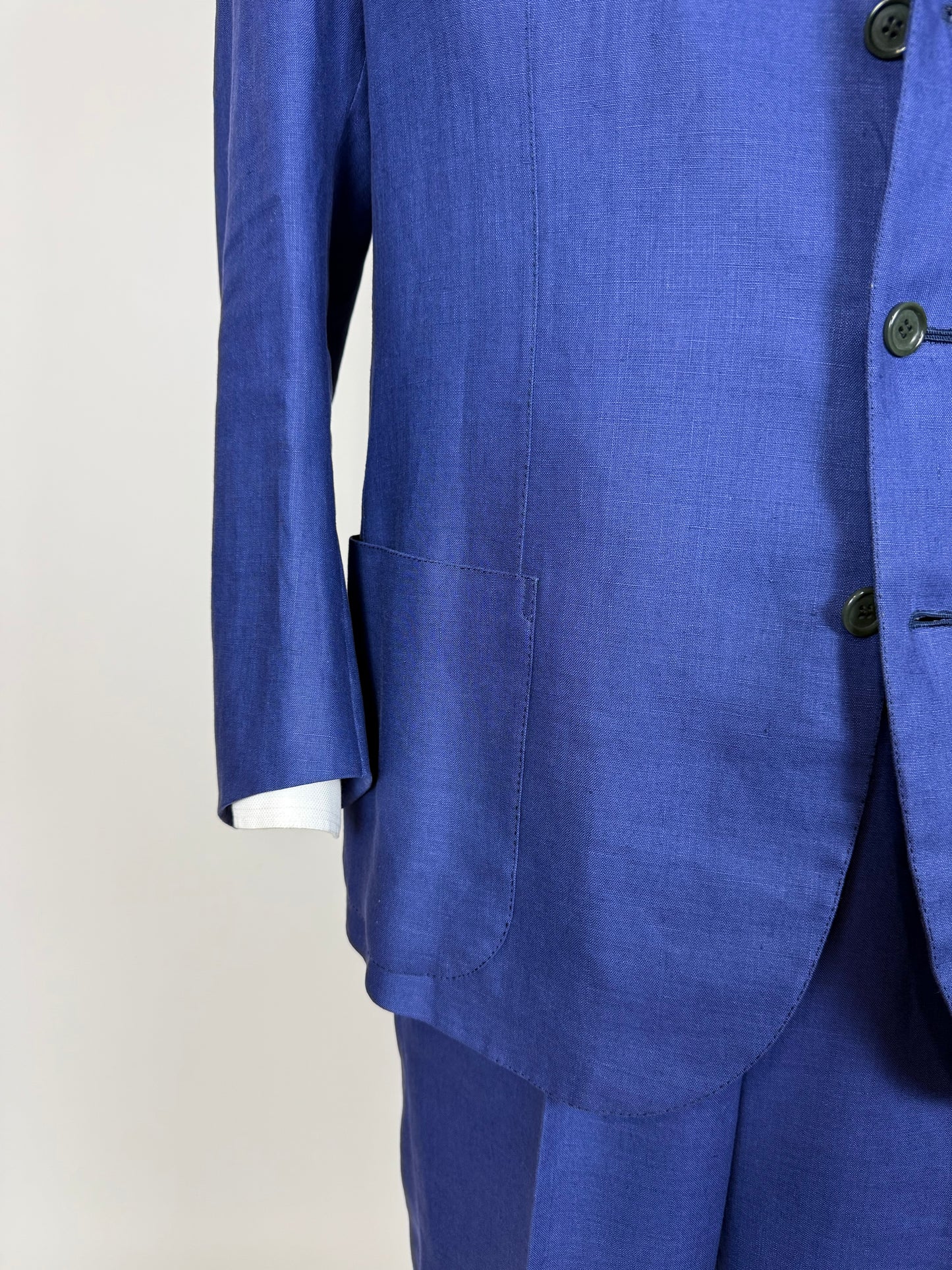 Completo sartoriale F. Di Marco lino irlandese blu (doppio pantalone) - tg. 52 corta