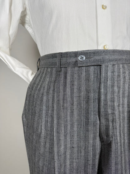 Pantaloni anni '80 grigio chiaro misto lana viscosa e seta (NOS) - tg. 50
