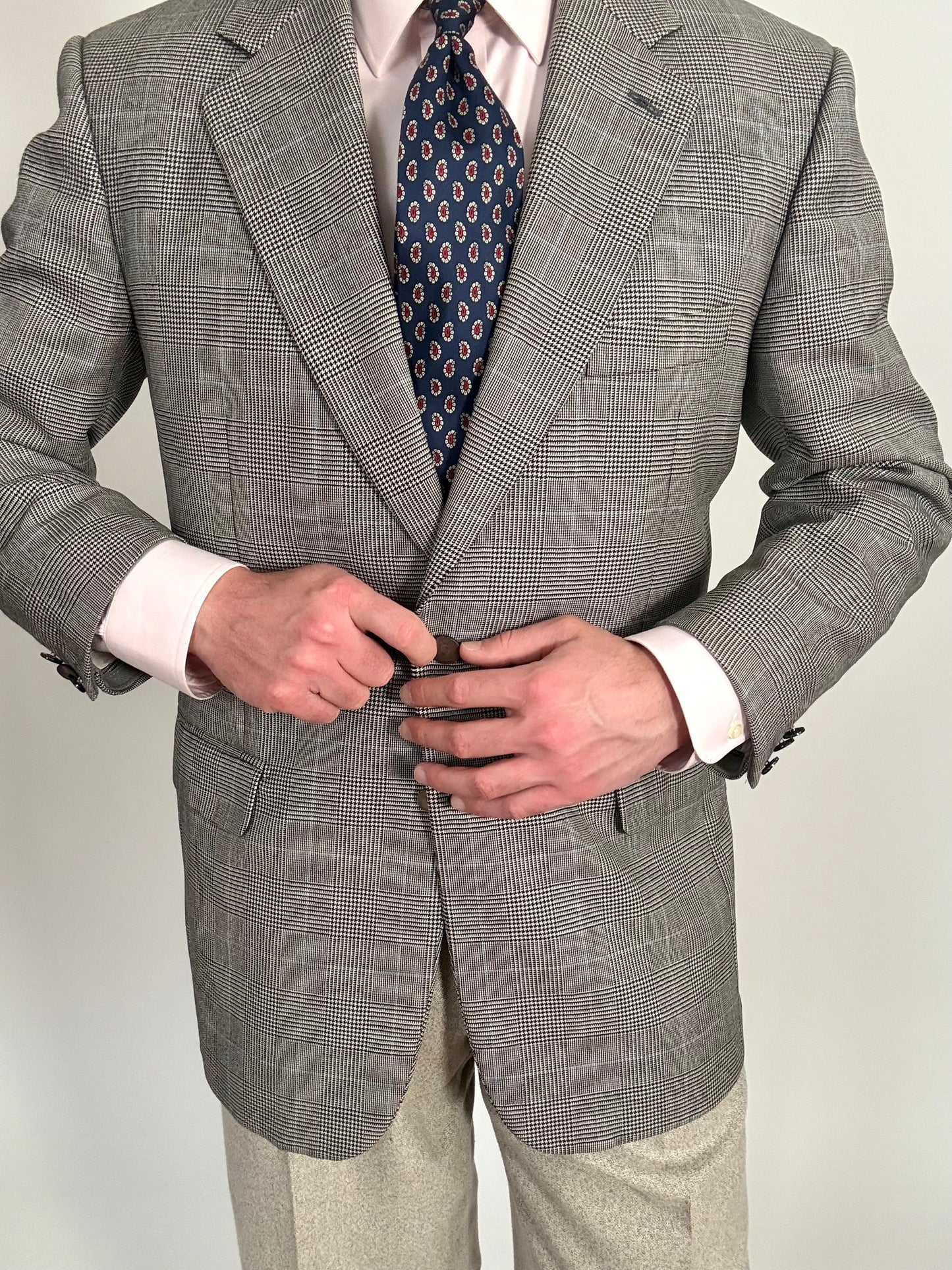 Giacca Yves Saint Laurent anni ‘90 principe di Galles bottoni madreperla - tg. 50