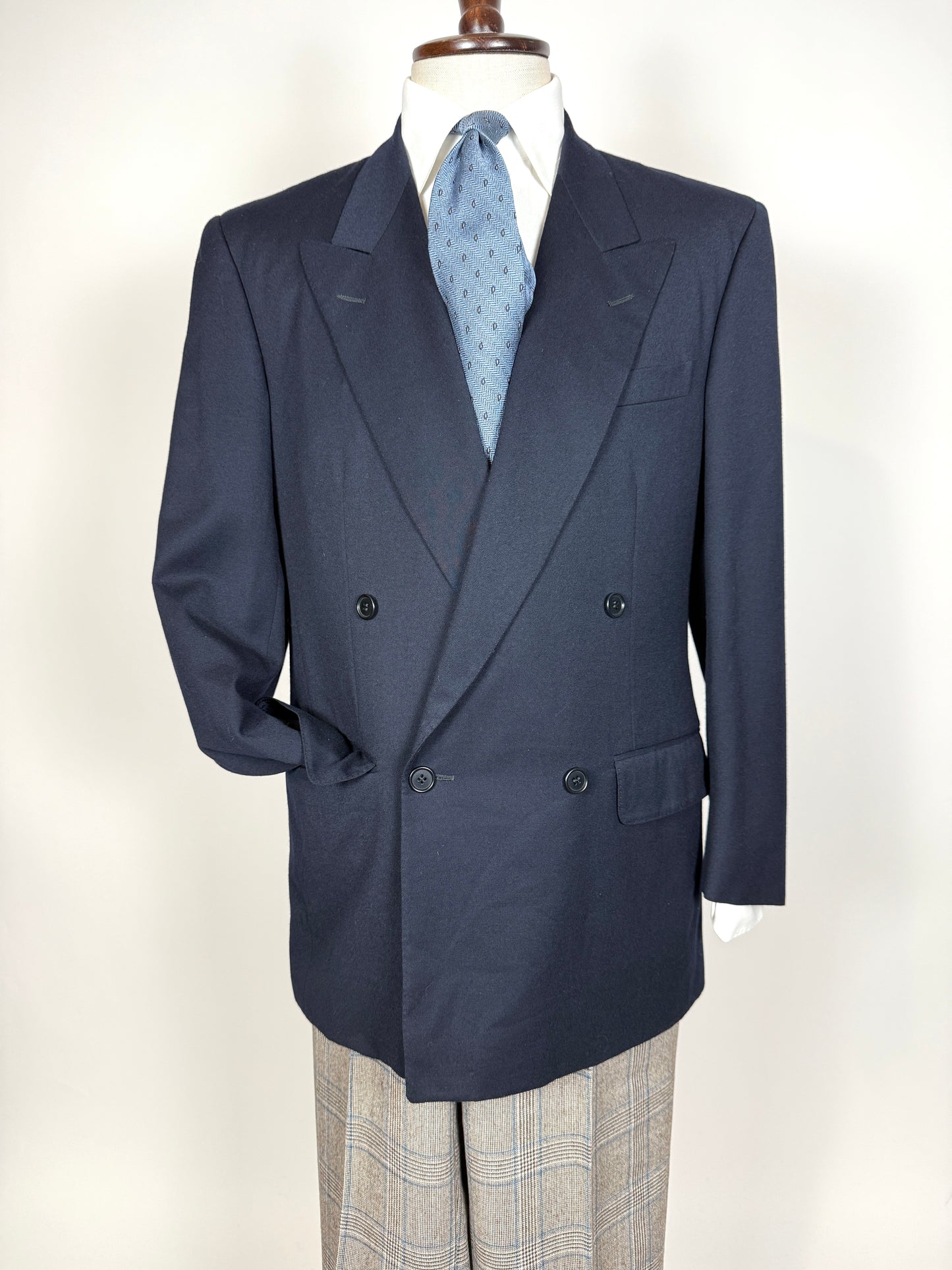 Giacca doppiopetto anni ‘80 flanella blu - tg. 50