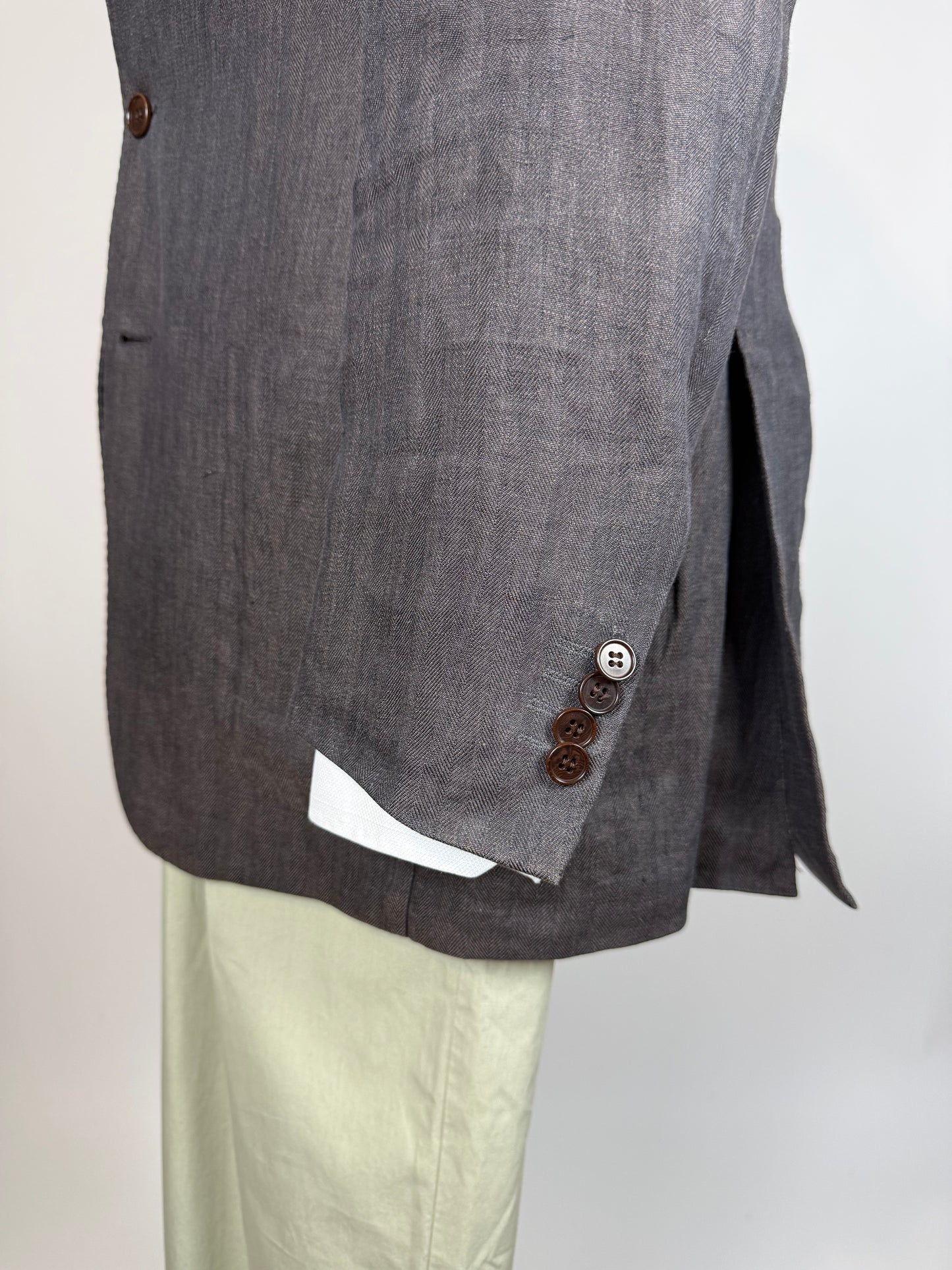Giacca Cantarelli puro lino marrone herringbone - tg. 50