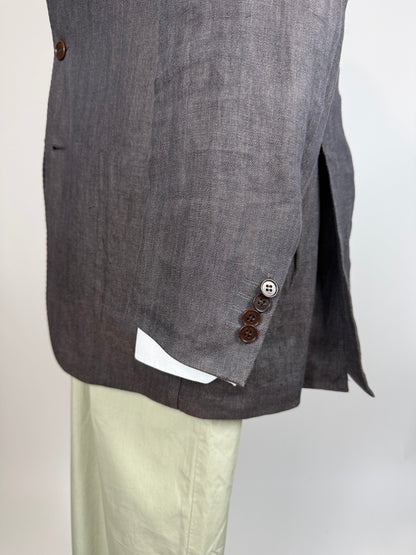 Giacca Cantarelli puro lino marrone herringbone - tg. 50
