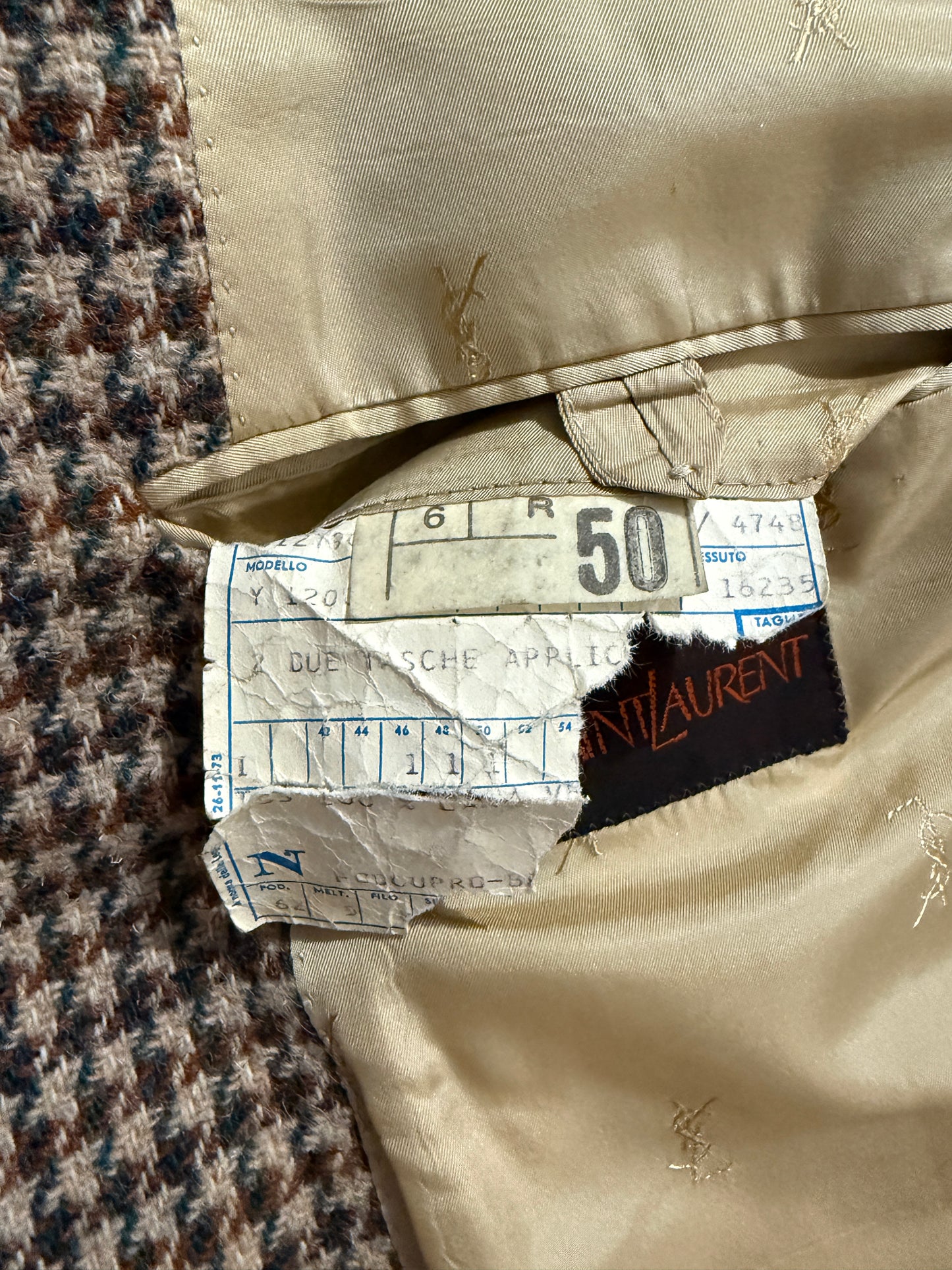 Giacca Yves Saint Laurent anni ‘70 in tweed pied-de-poule - tg. 48