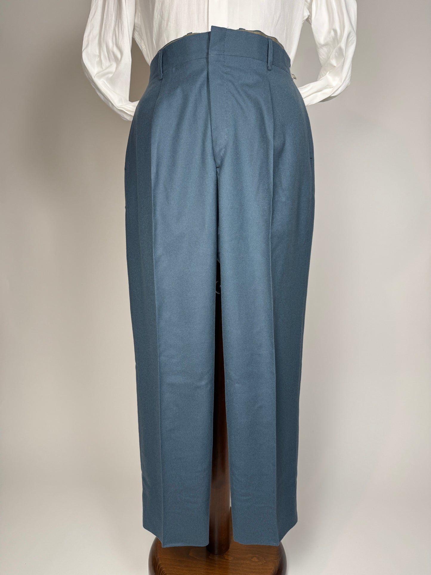 Pantaloni sartoriali anni ‘50/‘60 flanella color ottanio - tg. 52