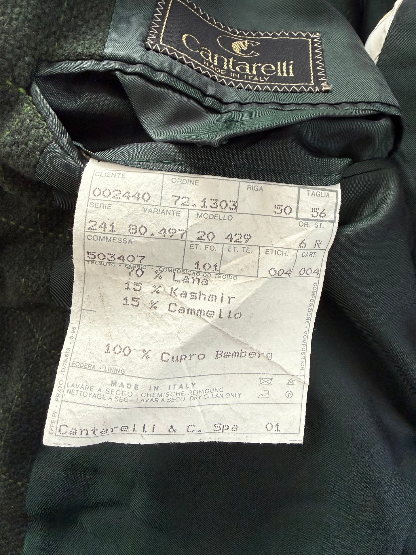 Giacca Cantarelli lana cammello e cashmere verde finestrato - tg. 56