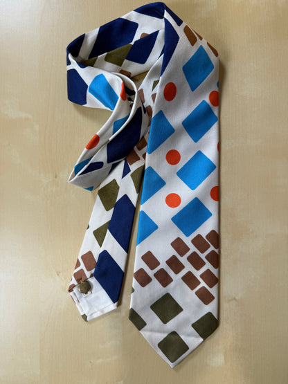 Cravatta anni ‘70 geometrica multicolore (nuova)