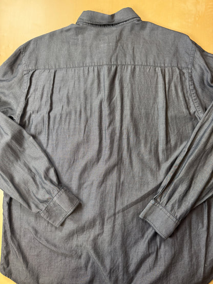 Camicia Armani Collezioni twill blu - L/XL collo 44