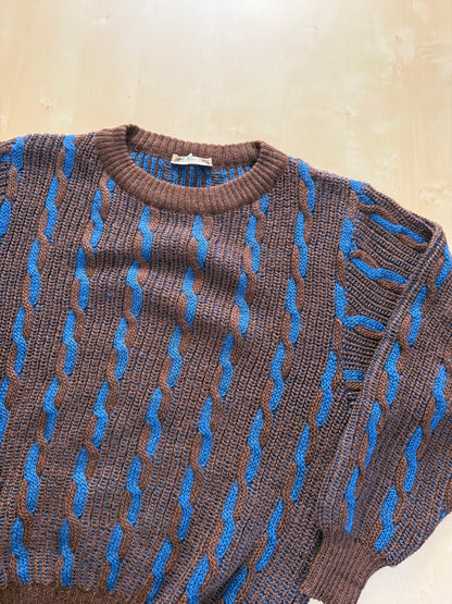 Maglione vintage a trecce in lana e mohair - L