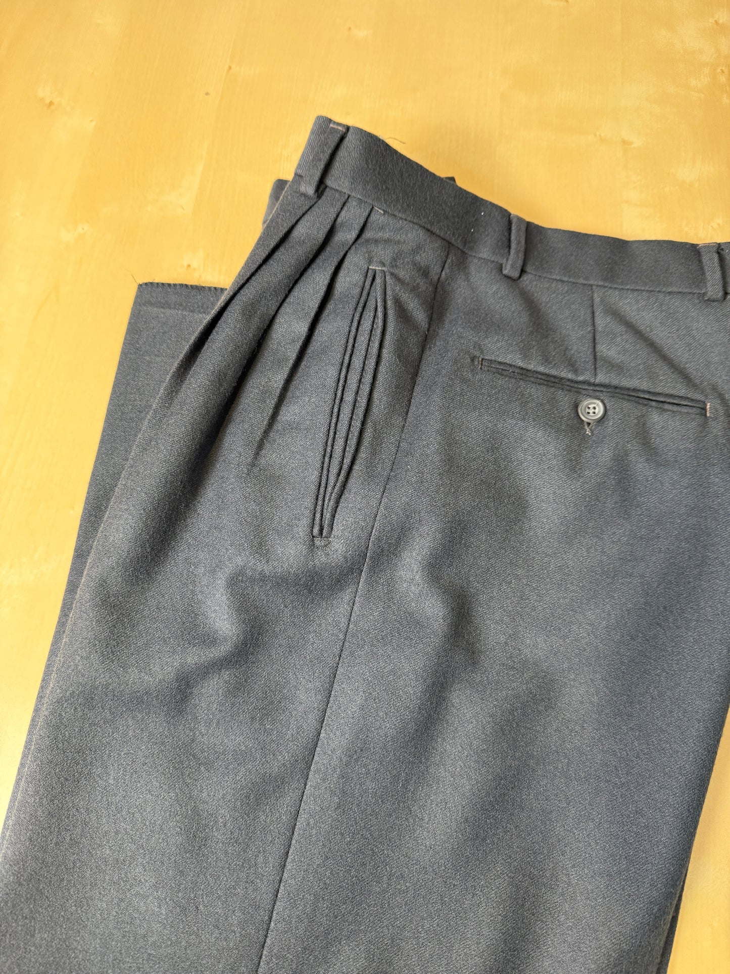 Pantaloni anni ‘80 flanella blu petrolio (NOS) - tg. 48