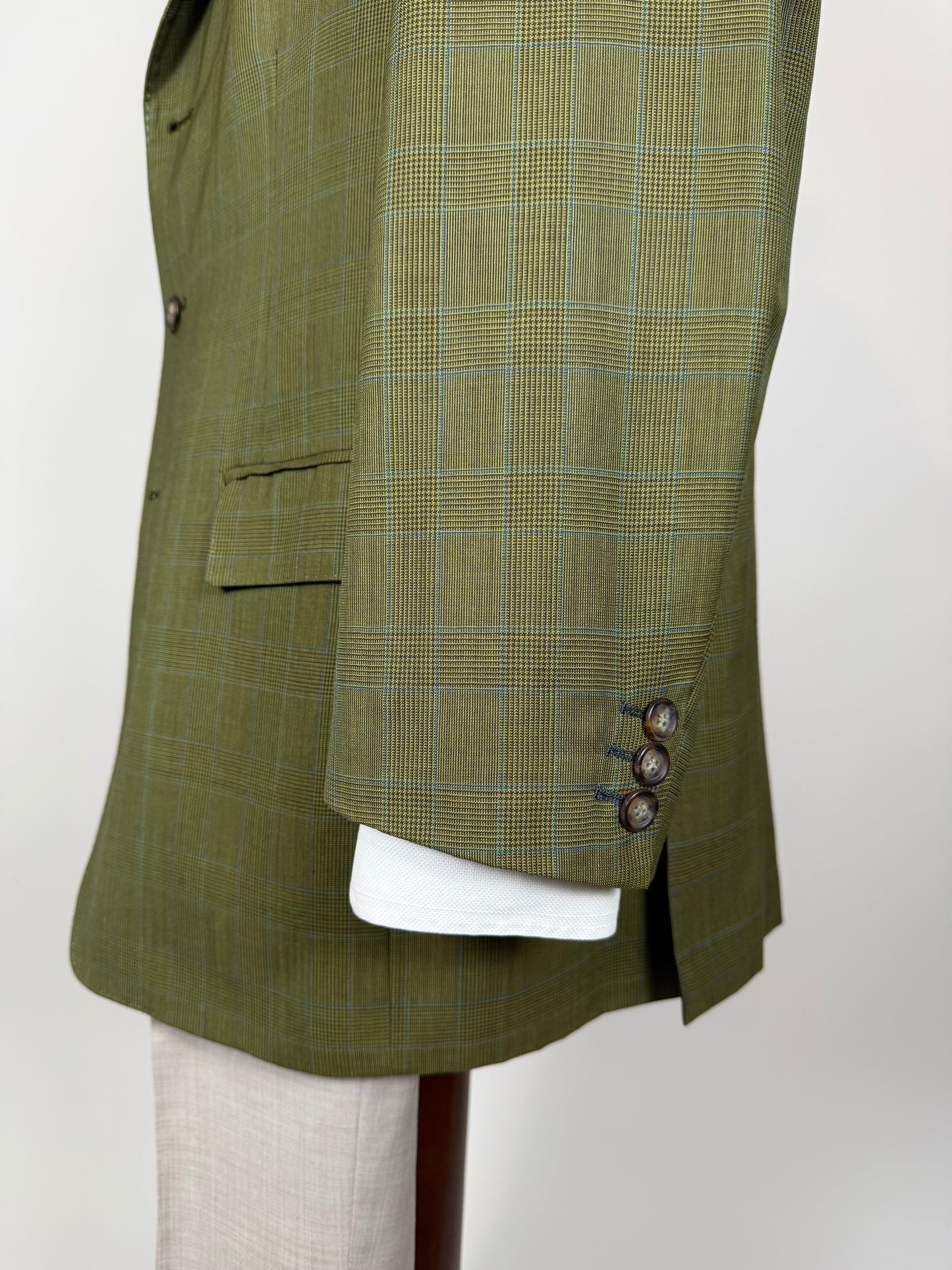 Giacca De Paz fresco lana verde glen check - tg. 52