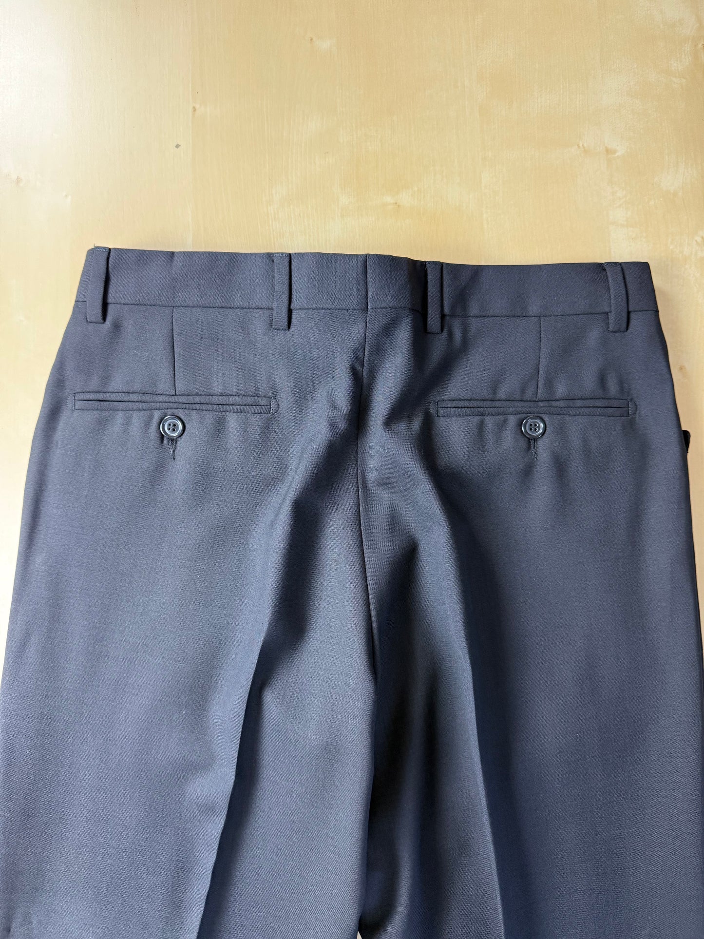 Pantaloni fresco lana blu tasche carrettiera anni '90 (NOS) - tg. 44/46