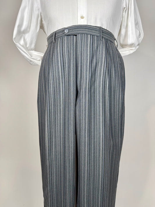 Pantaloni anni ‘80 in fresco lana grigio striato (NOS) - tg. 52