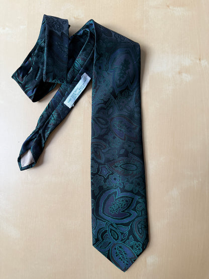 Cravatta verde floreale jacquard