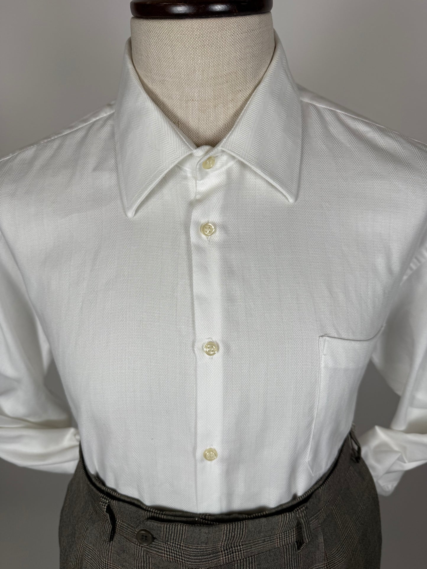 Camicia bianca cotone herringbone - XL collo 45