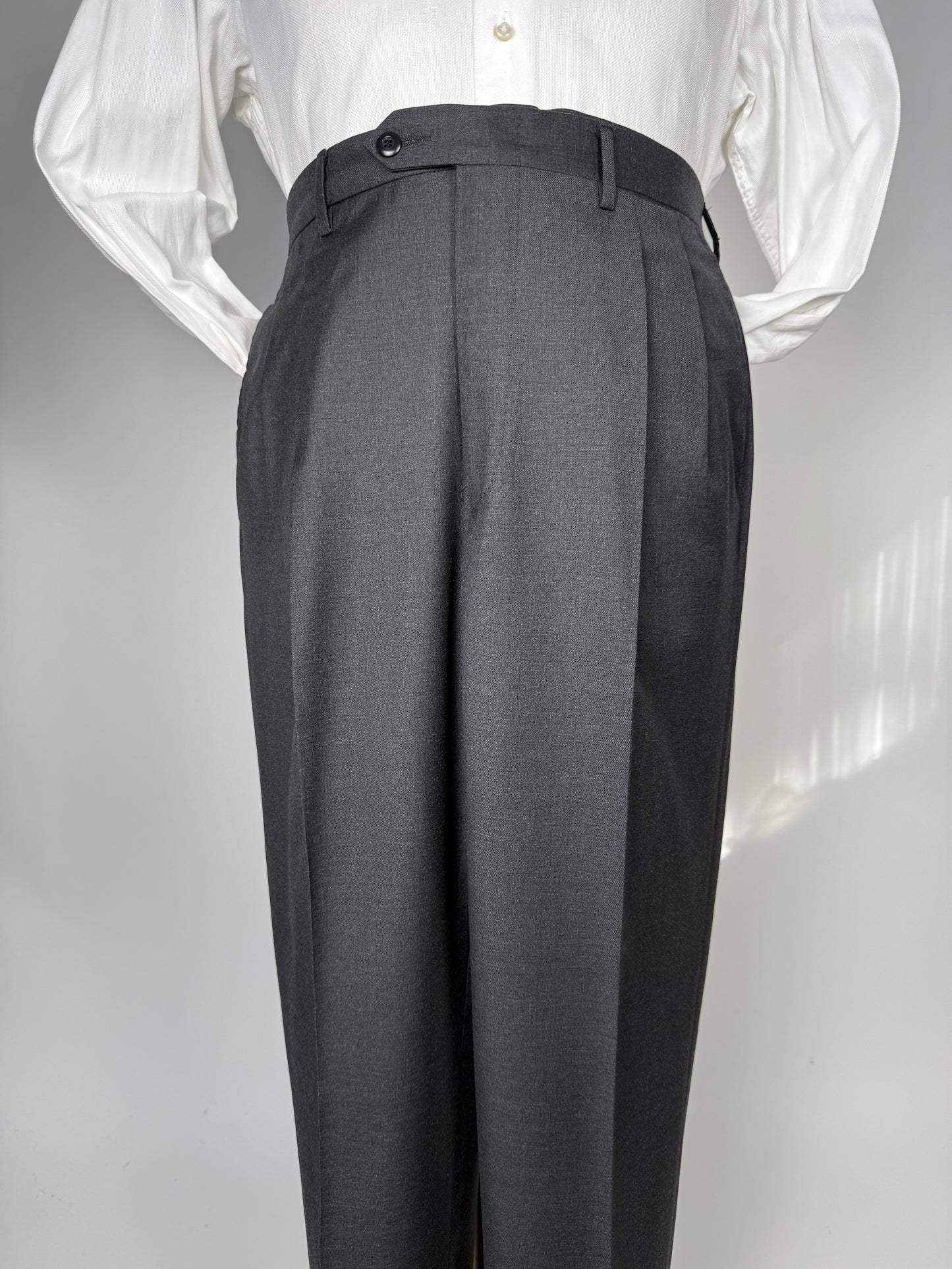 Pantaloni flanella pettinata grigio tess. Loro Piana Tasmania - tg. 54