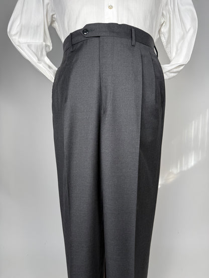 Pantaloni flanella pettinata grigio tess. Loro Piana Tasmania - tg. 54