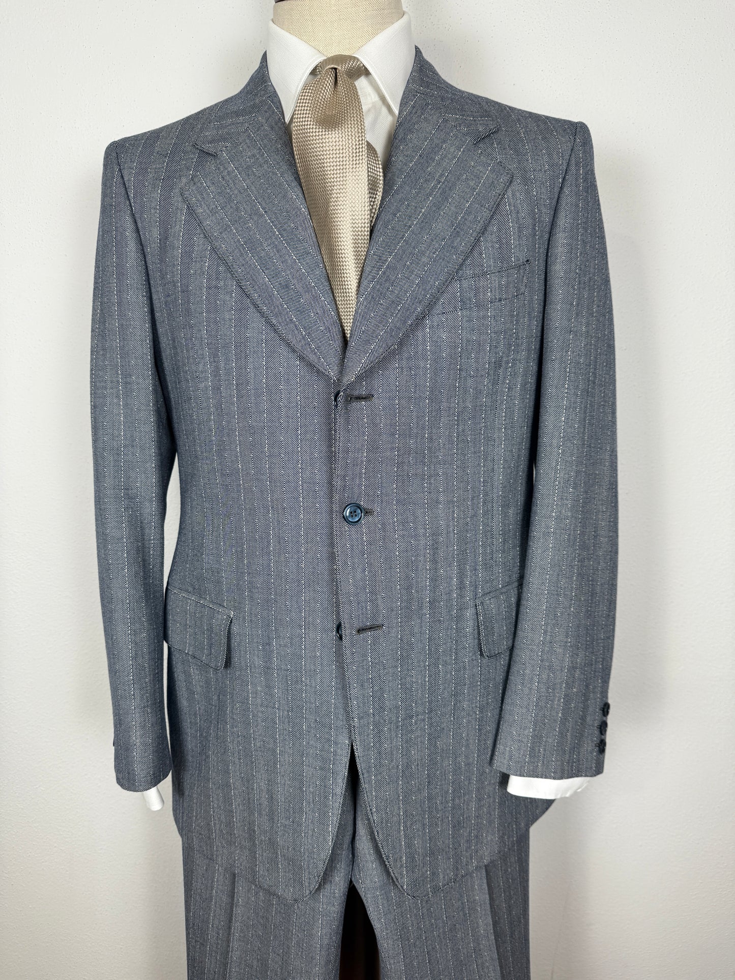 Completo anni ‘60 in grisaglia blu spinato - tg. 48