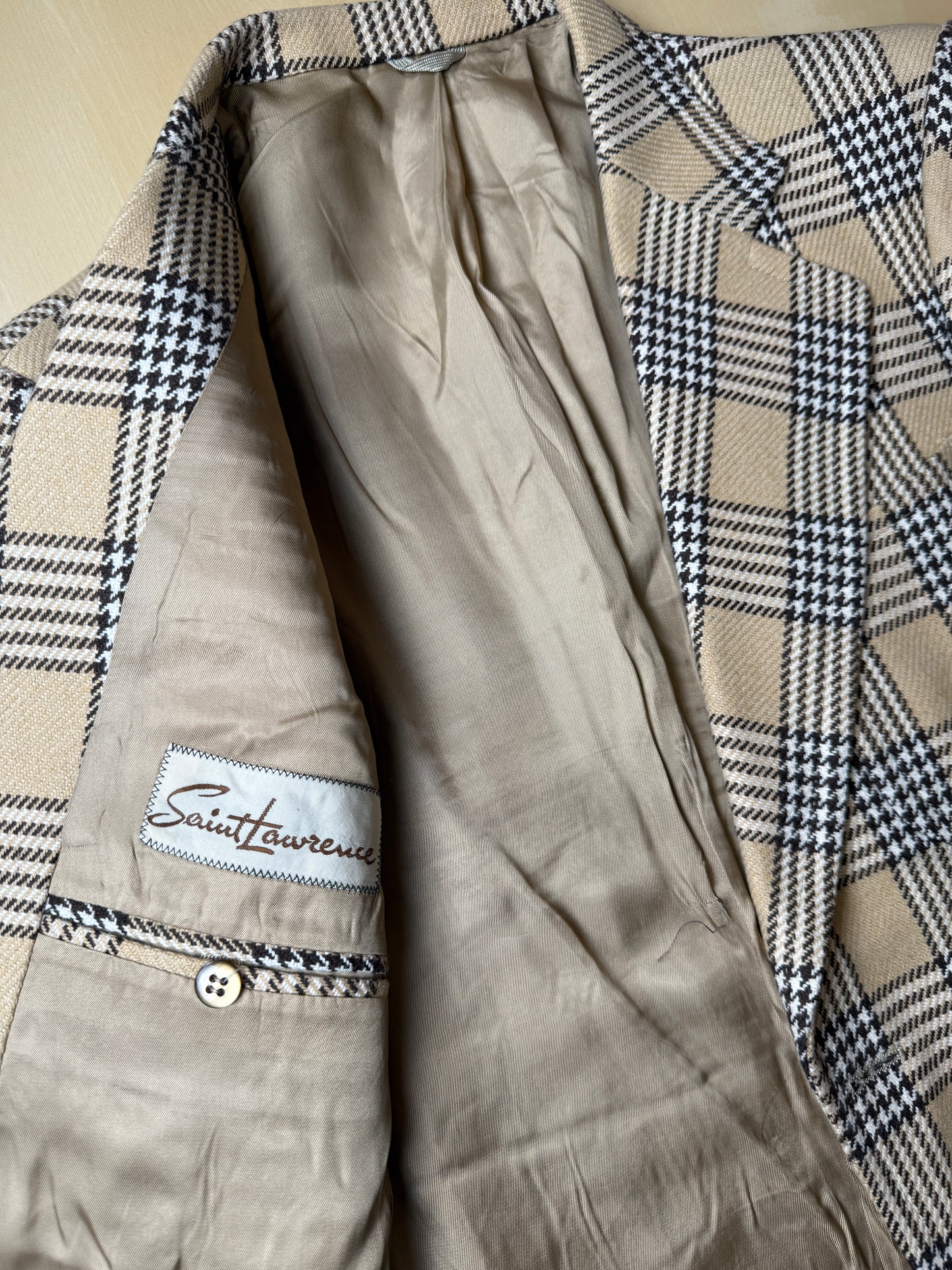 Giacca anni ‘70 beige a quadri - tg. 44/46