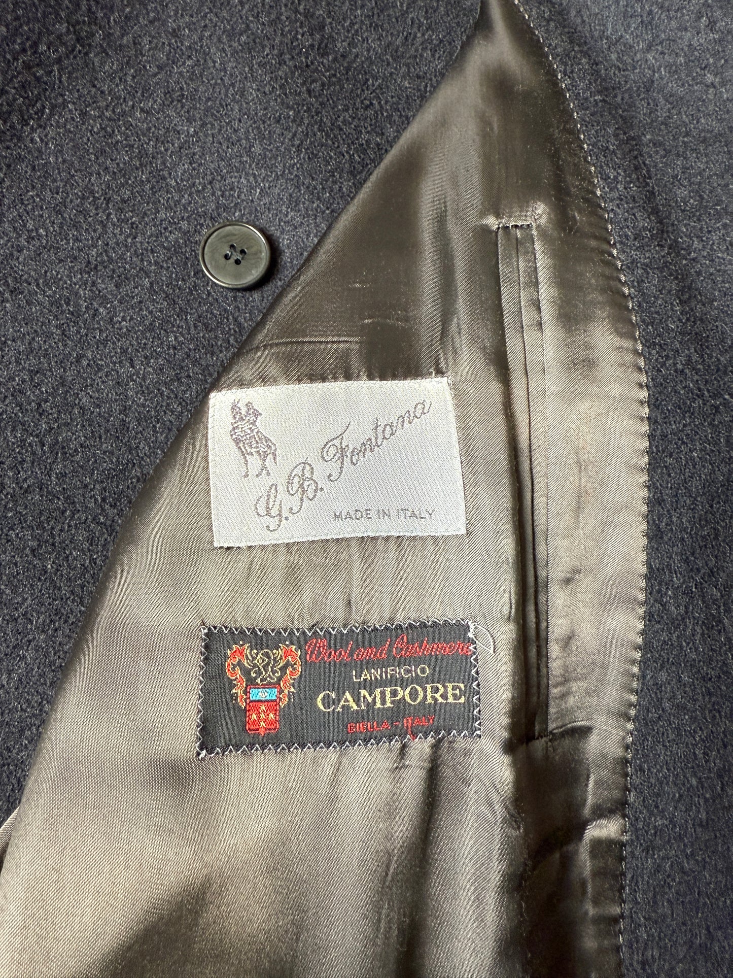 Cappotto raglan in panno lana e cashmere grigio fumo - tg. 54-58