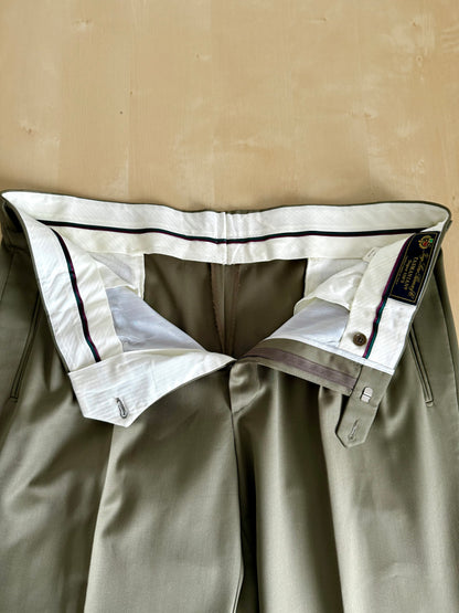 Pantaloni verde oliva lana pettinata Loro Piana Tasmanian - tg. 54/56