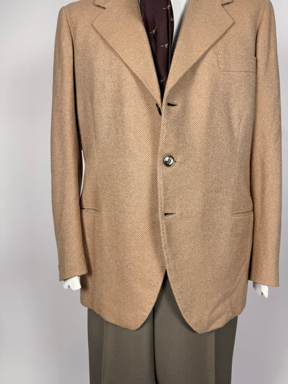 Giacca anni ‘60 sartoriale occhio di pernice color cammello - tg. 50/52