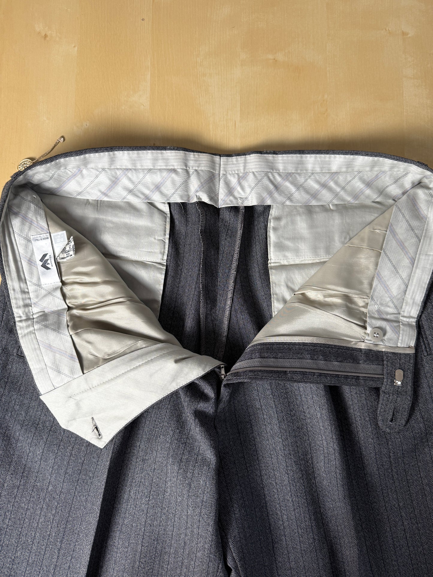 Pantaloni lana pettinata grigio gessato (NOS) - tg. 52