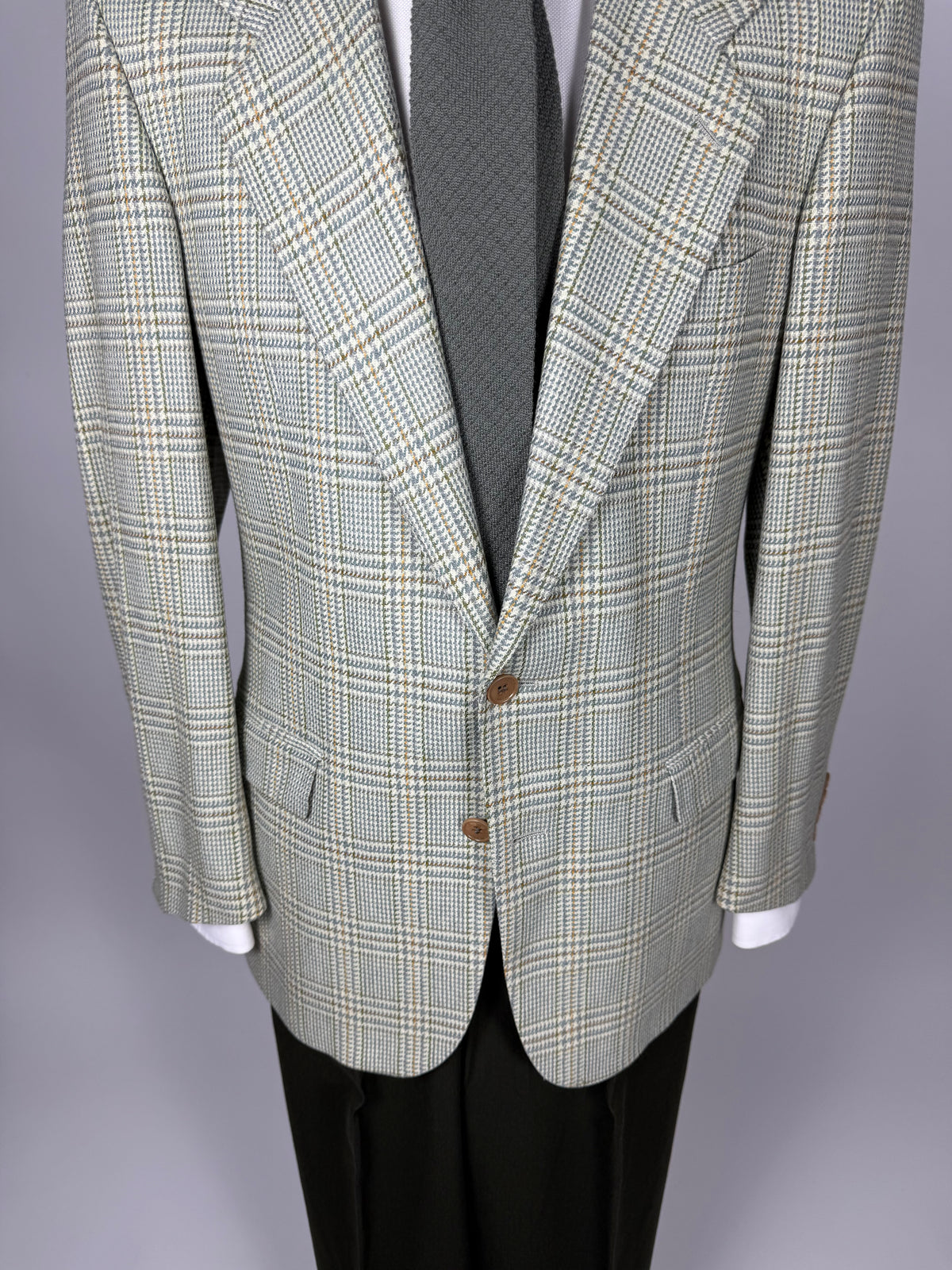 Giacca anni '80 principe Galles verde salvia lana e cashmere - tg. 48