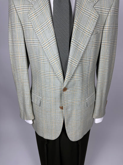 Giacca anni '80 principe Galles verde salvia lana e cashmere - tg. 48