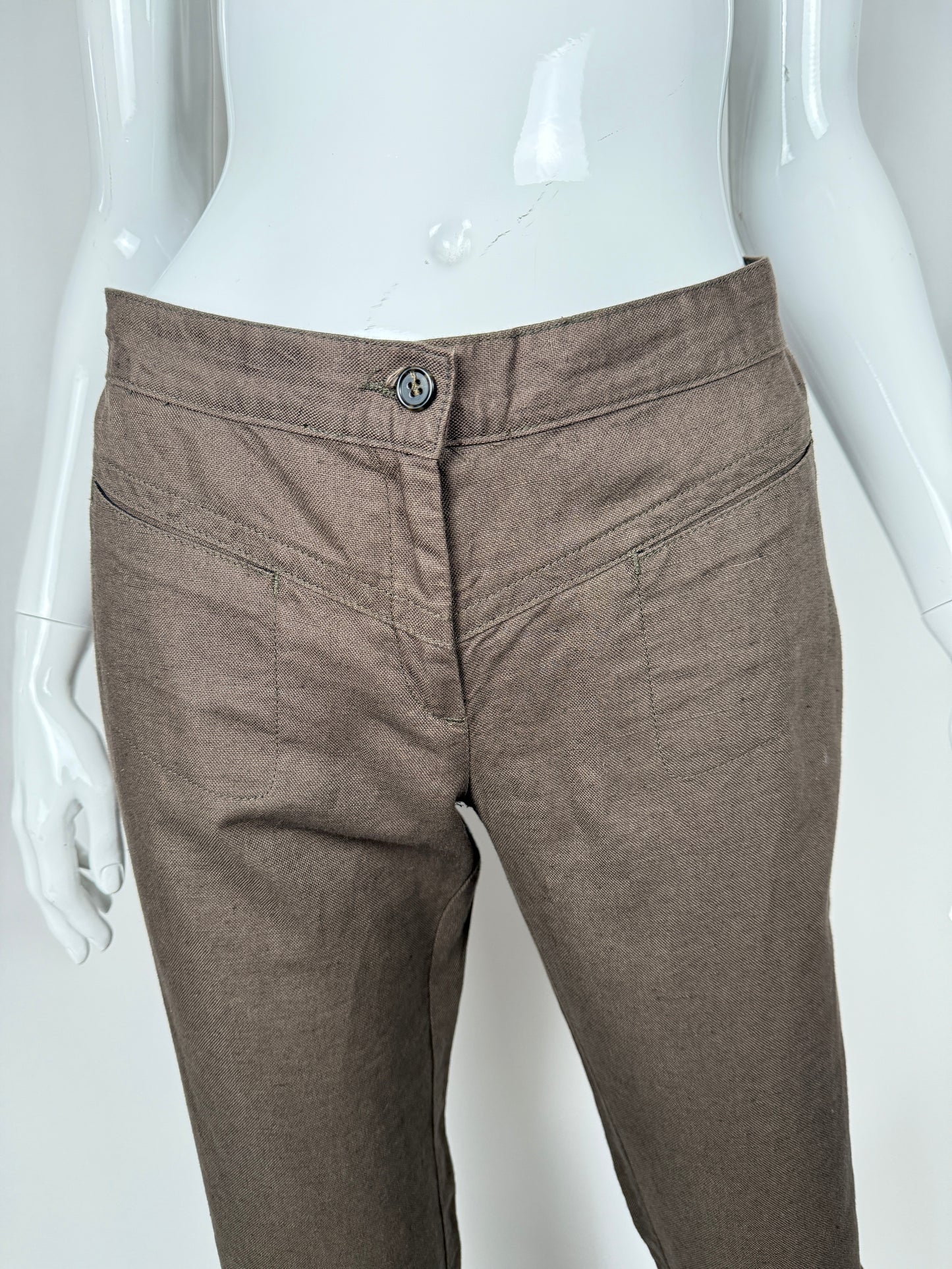 Pantalone svasato Benetton primi anni 2000 cotone e lino (nuovo) - tg. 44