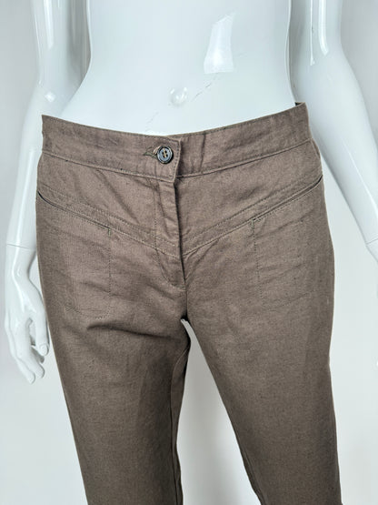 Pantalone svasato Benetton primi anni 2000 cotone e lino (nuovo) - tg. 44