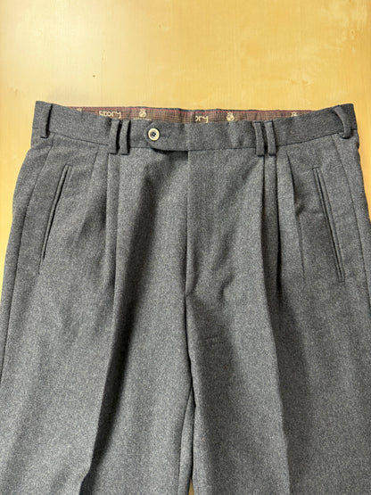 Pantaloni anni '80 flanella antracite 3 pinces - tg. 50/52 corta