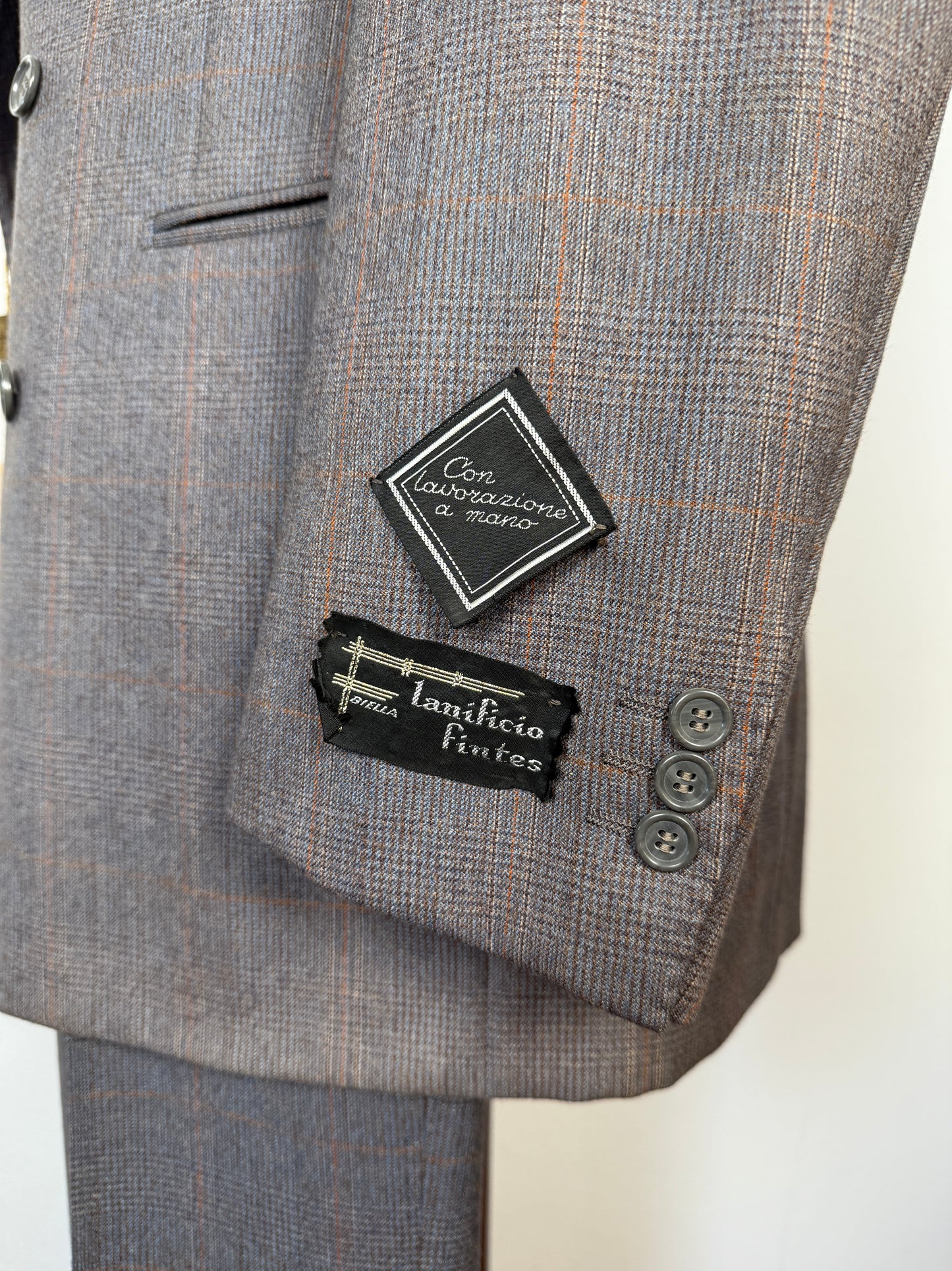 Completo doppiopetto anni ‘70/‘80 flanella principe di Galles (NOS) - tg. 48