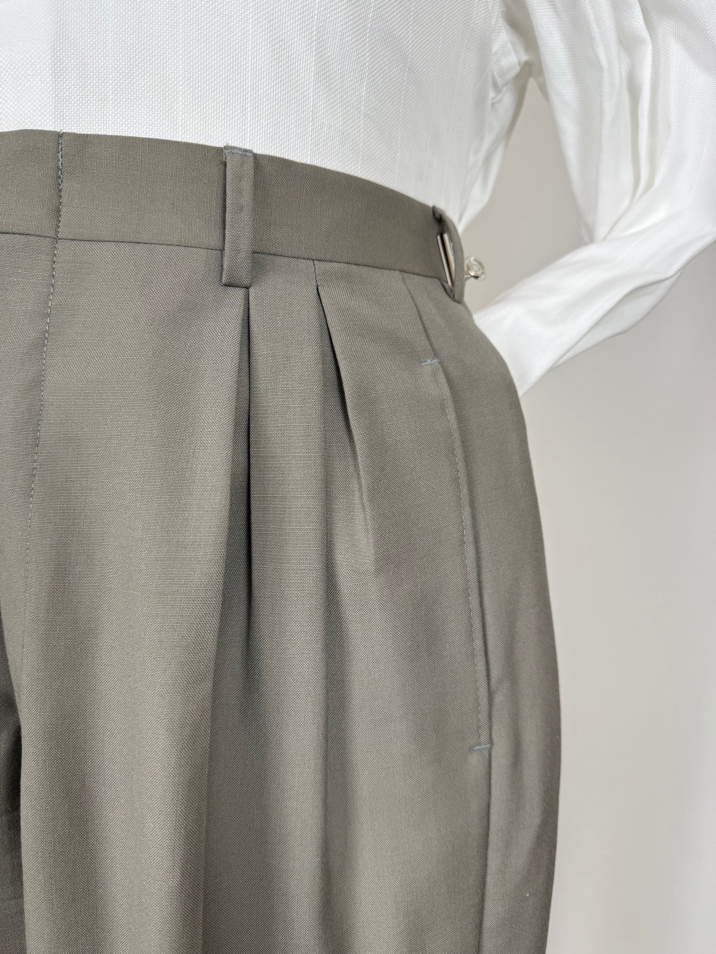 Pantaloni anni '80 fresco lana verde salvia 3 pinces - tg. 46
