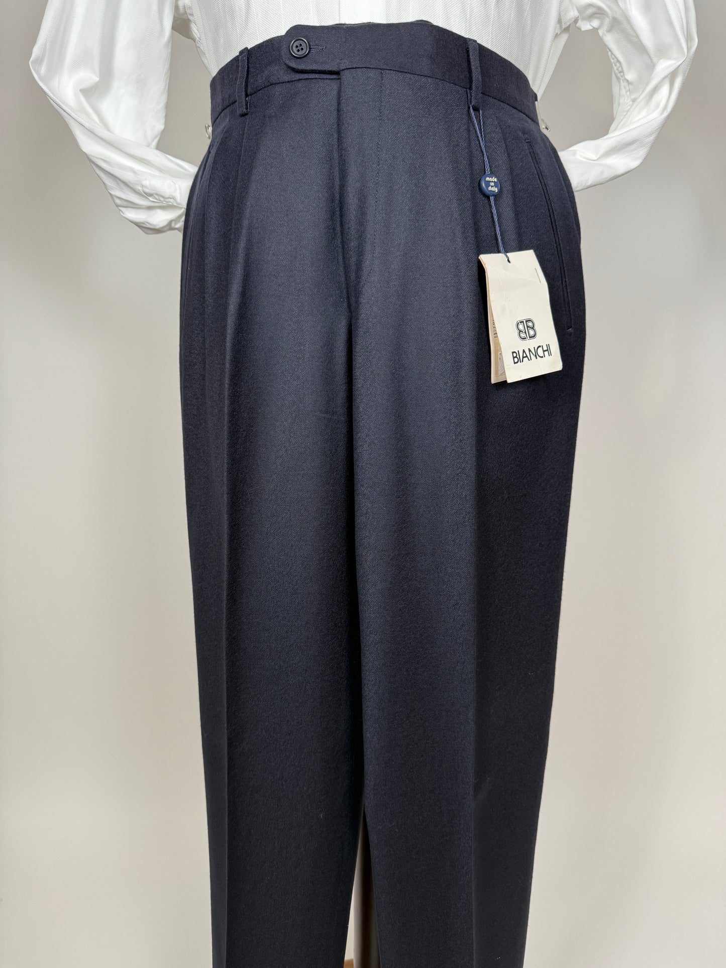 Pantaloni anni ‘80 flanella blu notte (NOS) - tg. 48/50