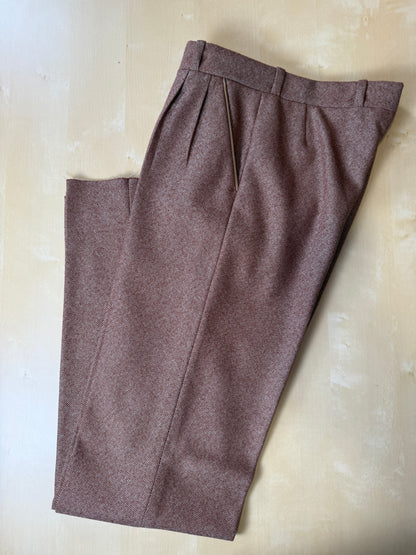 Pantalone sartoriale anni ‘70 in lana pesante rosso ruggine - tg. 44/46