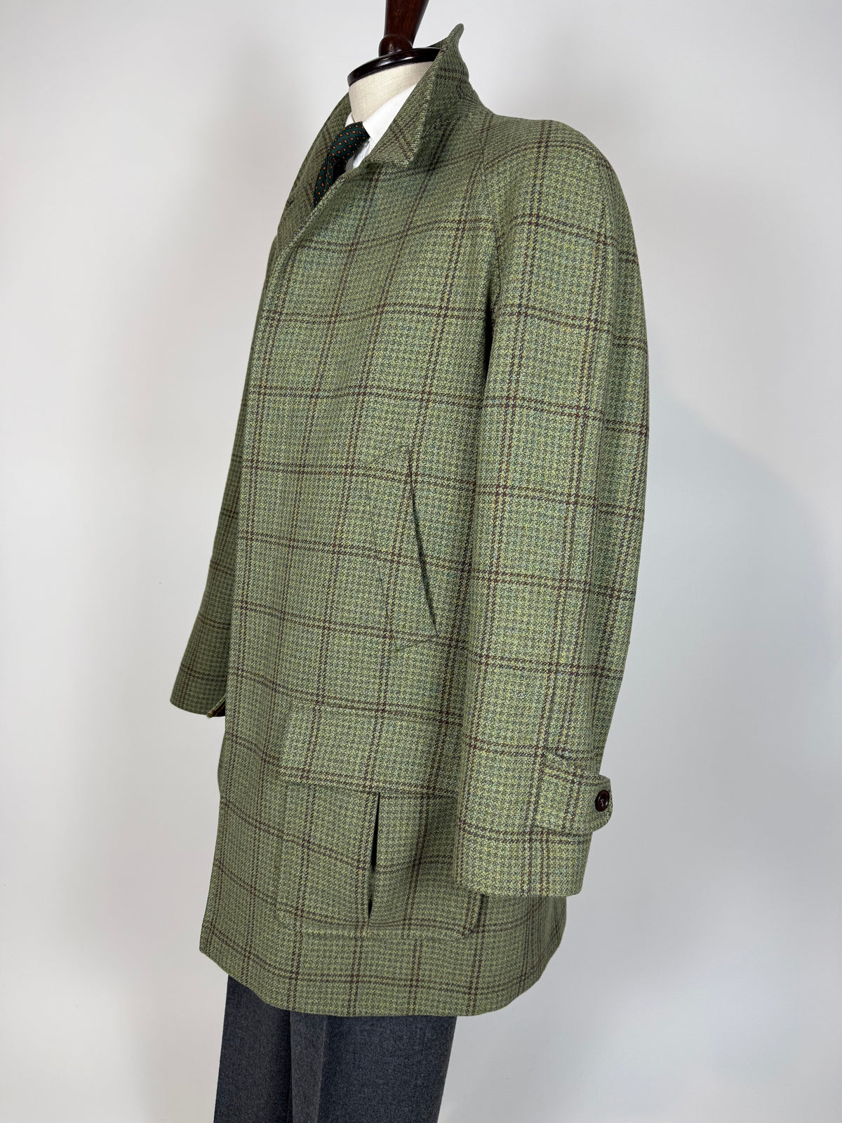 Cappotto raglan De Paz tweed verde cachi - tg. 54-56