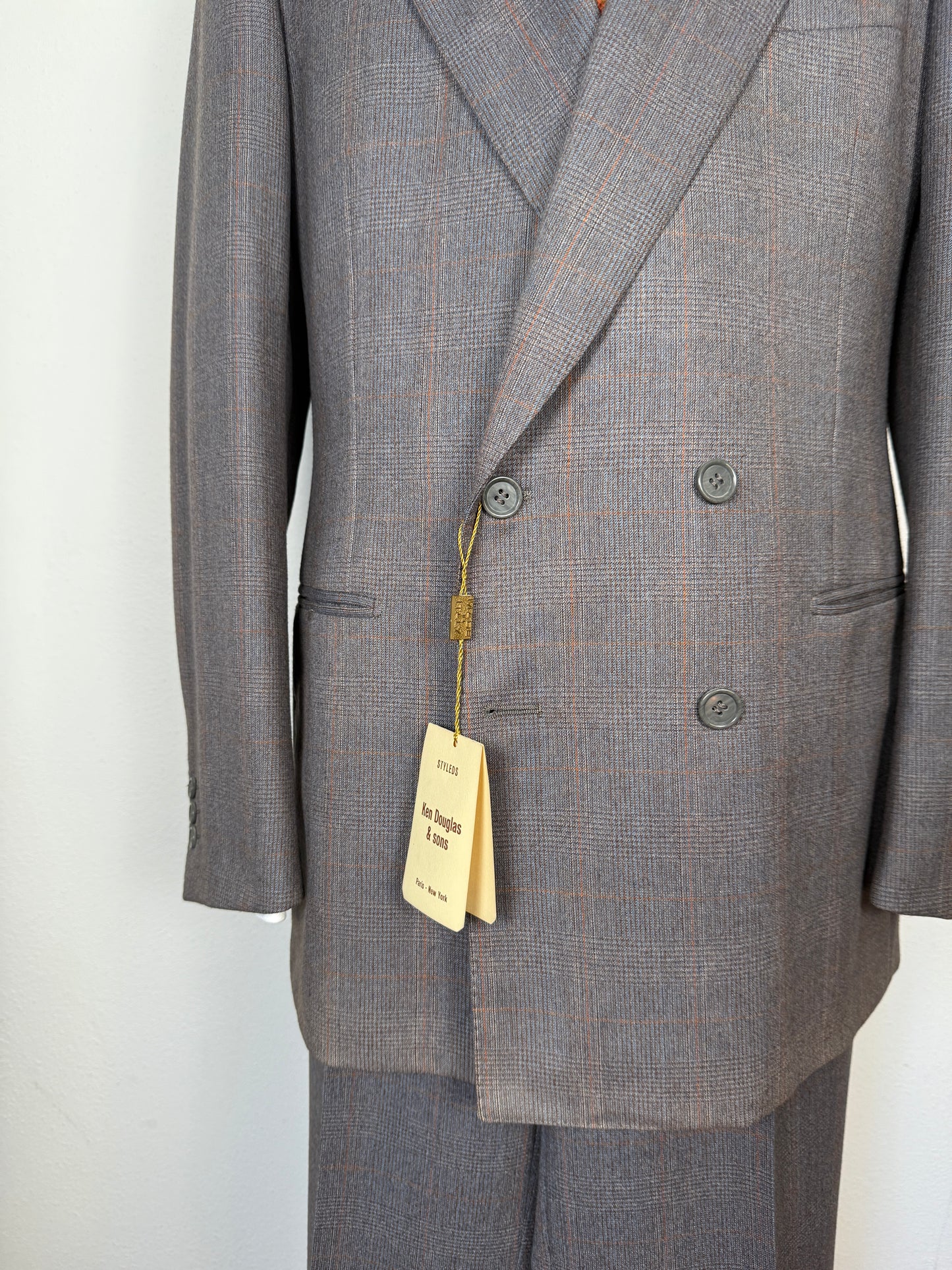 Completo doppiopetto anni ‘70/‘80 flanella principe di Galles (NOS) - tg. 48