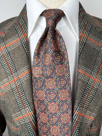 Cravatta fantasia medaglioni mandala marrone