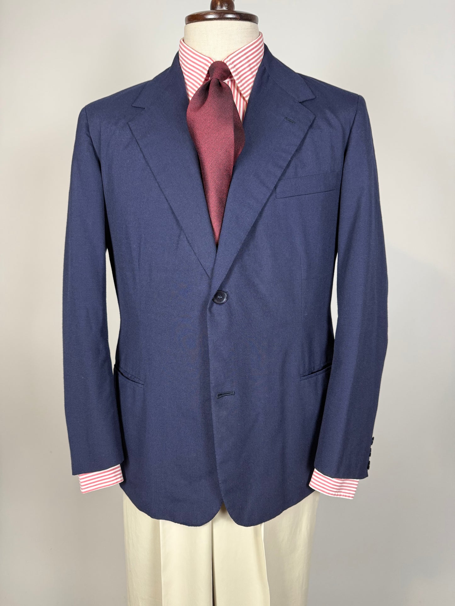 Giacca sartoriale anni ‘50/‘60 tela di lana blu - tg. 48/50 corta