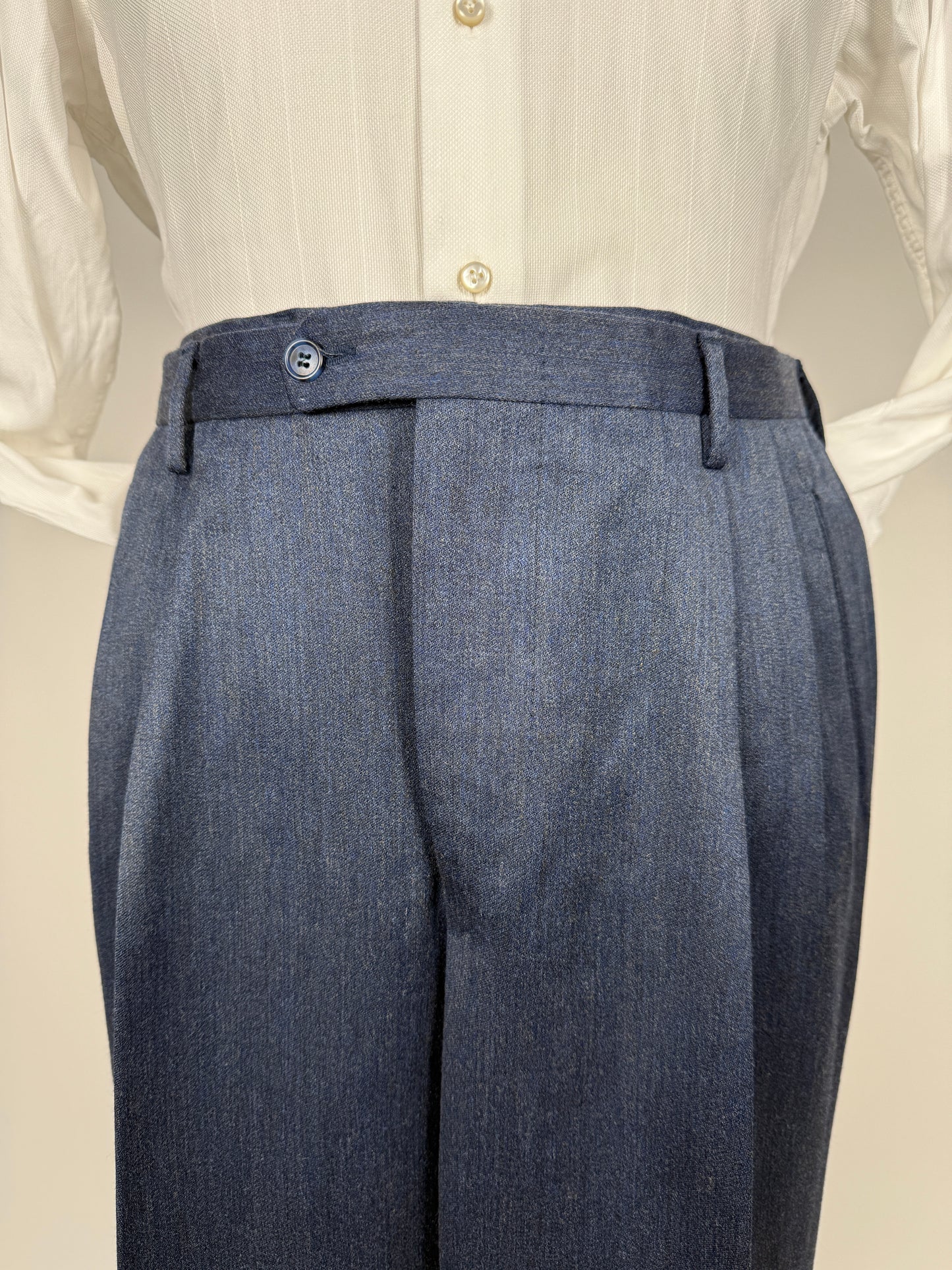 Pantaloni anni ‘80 flanella pettinata blu mélange - tg. 52