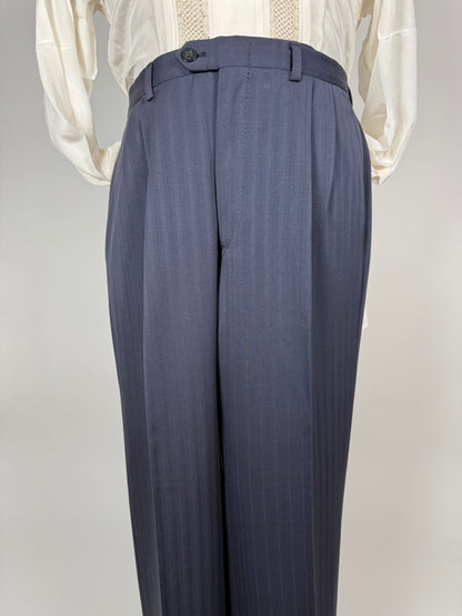 Pantaloni anni ‘80 lana pettinata trama spigata - tg. 52