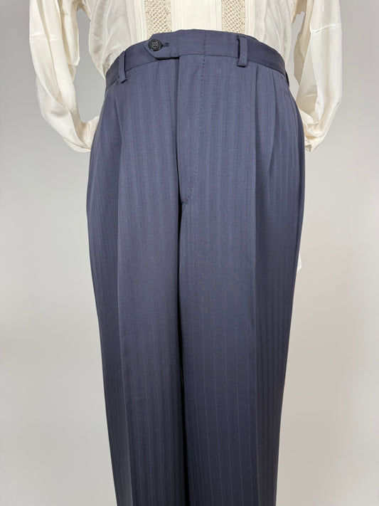 Pantaloni anni ‘80 lana pettinata trama spigata - tg. 52