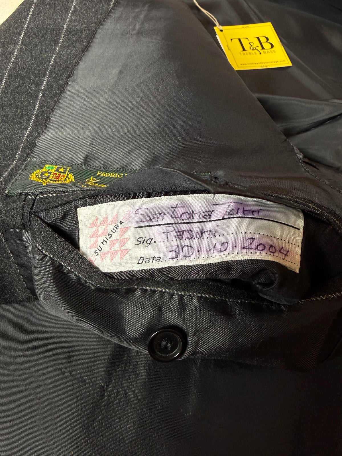 Completo gessato sartoriale in flanella lana e cashmere tessuto Loro Piana - tg. 50